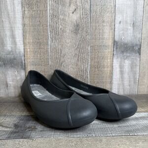 Womens Crocs Olivia II Faux Fur Lined Black Dual Comfort Ballet Flats Size 9 M‎